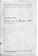 Livret Harmonie Royale Thuin, Soirée Du 15 Janvier 1950 - Thuin