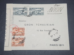 GRAND LIBAN - Enveloppe De Beyrouth Pour Paris En 1945 Avec Contrôle Postal , Affranchissement Plaisant - L 12540 - Storia Postale