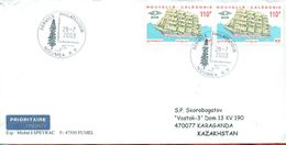 New Caledonia 2003. Two Stamps Sailboat.The Envelope Actually Passed The Mail. - Covers & Documents