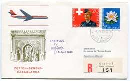 RC 6599 SUISSE SWITZERLAND 1965 1er VOL SWISSAIR ZURICH - CASABLANCA MAROC FFC LETTRE COVER - Primi Voli