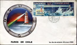 29945 Chile,  Fdc  1986  Faros De Chile,  Lighthouse, Phares - Leuchttürme