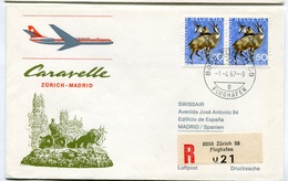 RC 6613 SUISSE SWITZERLAND 1967 1er VOL SWISSAIR ZURICH - MADRID ESPAGNE FFC LETTRE COVER - Premiers Vols