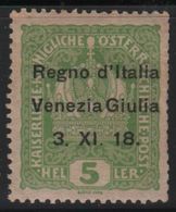 1918 Francobolli D'Austria Venezia Giulia Terre Redente 5 H. MNH - Trentin