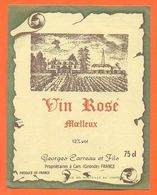 étiquette Ancienne Vin Rosé Moelleux Georges Carreau Et Fils à Cars -12°/° 75 Cl - Rosés