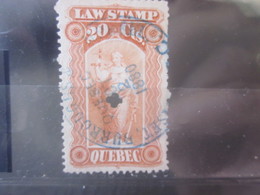 Law Stamp Quebec Timbre Du Canada  Perforé Perforés Perfin Perfins Stamp Perforated Perforation En étoile - Perforés