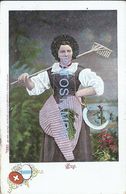 85271 SWITZERLAND ZUG HERALDRY & COSTUMES WOMAN WORKING FIELD POSTAL POSTCARD - Zugo