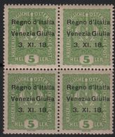 1918 Venezia Giulia 5 H. Quartina MNH - Vénétie Julienne