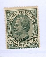CASO, ITALIA, ITALY, EGEO, 1921, FRANCOBOLLO NUOVO (MLH*), 15 C. Sass. 10   Scott 4 - Ägäis (Caso)