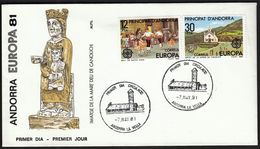 Andorra 1981 / Europa CEPT / Dance, Music, Church /  FDC - 1981