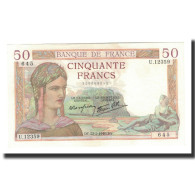 France, 50 Francs, 1940-02-22, SUP, Fayette:18.39, KM:85b - 50 F 1934-1940 ''Cérès''