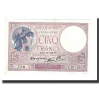 France, 5 Francs, 1940-12-05, SUP+, Fayette:4.16, KM:83 - 5 F 1917-1940 ''Violet''