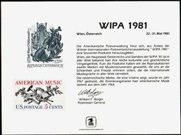 STATI UNITI - USA - 1981 - Mint Souvenir Card - WIPA '81 - Recordatorios