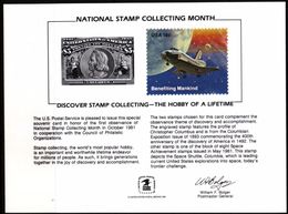 STATI UNITI - USA - 1981 - Mint Souvenir Card - US National Stamp Collecting Month - Souvenirkarten