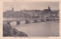 Basel  - Mittlere Rheinbrücke Mit Münster Und Martinskirche (4585) * 6. XII. 1913 - Altri & Non Classificati