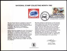 STATI UNITI - USA - 1982 - Cancelled Mint Souvenir Card - US National Stamp Collecting Month - Recordatorios