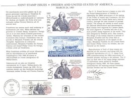 STATI UNITI - USA - 1983 - Cancelled Mint Souvenir Card - Joint Stamp Issues - USA-SWEDEN 200th Ann. Of Treaty - FDC - Recordatorios