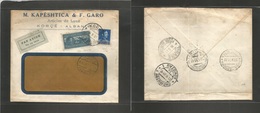 Albania. 1931 (16 May) Korçe - Czechoslovakia, Chromotan (21 May) Via Tirana - Roma + Airmail. Fkd Comercial Envelope. L - Albania