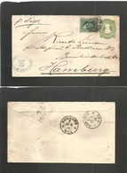 Argentina - Stationery. 1881 (24 Marzo) Buenos Aires - Germany, Hamburg (23 April) Per Steamer Niger 16c Green Stat Env  - Other & Unclassified