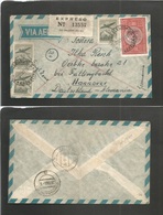 Argentina - Xx. 1949 (22 Oct) Express Air Service. Rio Gallegos - West Germany, Hannover (30 Oct) Air Multifkd Env + Spe - Other & Unclassified