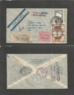 Argentina - Xx. 1950 (19 Abr) Express Air Registered Postal Service. Buenos Aires - NYC (22 April) Multifkd Env + 2R + E - Other & Unclassified