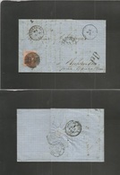 Belgium. 1860 (4 Oct) Bruxelles - France, Rocheorbon (6 Oct) EL Fkd 40c Imperf, Tied "24" Grill, PO + Transits. - Other & Unclassified