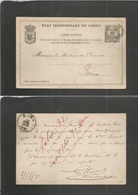 Belgian Congo. 1891 (27 Nov) Leopoldville - Boma (19 Dec) Local 10c Black Stat Card. Proper Comercial Usage. Fine. - Other & Unclassified