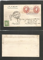 Bc - Tristan Da Cunha. 1950. TC Settlement, Edinburgh, South Atlantic - UK, England, Twickenhan. Fkd Env By (x2) 2d Red  - Other & Unclassified