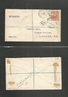 Haiti. 1900 (17 Dec) Port Prince - UK, London (2 Jan 01) Registered Envelope Single 20c Orange Palm Issue IMPERFORATE Ra - Haiti