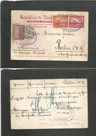 Nicaragua. 1902 (30 July) Managua - Germany, Berlin (30 Aug) 2c Red Interior Stat Card + 2 Adtls To Form 5c Proper Rate, - Nicaragua