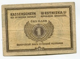 Estonie Estonia 1 Mark 1919 Kassenschein Estniska - Estland