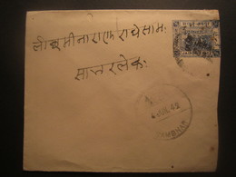 1942  INDIA, JAIPUR STATE, 1/2a COVER - Jaipur
