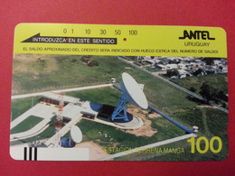URUGUAY Antel Tamura - 100u Estacion Terrena Manga With Front Barcode - Used - Uruguay