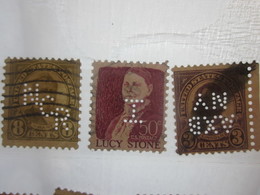 3 Timbres Stamps United States Of America USA Amérique Perforés Perforé Perforés Perfin Perfins Perforated Perforations. - Perforés