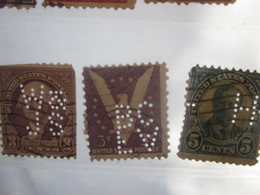 3 Timbres Stamps United States Of America USA Amérique Perforés Perforé Perforés Perfin Perfins Perforated Perforations. - Perfin