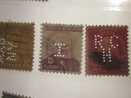 3 Timbres Stamps United States Of America USA Amérique Perforés Perforé Perforés Perfin Perfins Perforated Perforations. - Perforés