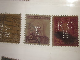 3 Timbres Stamps United States Of America USA Amérique Perforés Perforé Perforés Perfin Perfins Perforated Perforations. - Perfin