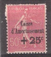 France 1929, Caisse D'Amortissement , Semeuse Lignée 25 C Sur 50 C Rose Lilas Neuf * / MH, TB Cote 35 Euros - 1927-31 Cassa Di Ammortamento