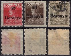 1919 Serbian SERBIA SHS Yugoslavia Occupation Hungary Baranya Local - King Charles Queen Zita Overprint / MH+MH+used - Baranya