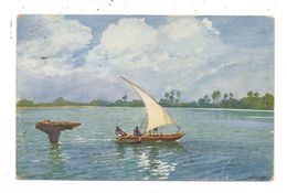 DEUTSCH OST AFRIKA - DARESSALAM, Küste Mit Fischerboot, Künstler-Karte, 1914, Druckstelle - Ehemalige Dt. Kolonien