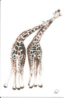 Carte Illustrée Girafes - Les Animaux Sauvages De Soizic Izzi - Dessin, Animal, Couple Enlacé - Giraffe