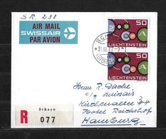 AIR MAIL SWISSAIR 238 → 1962 R-Luftpostbrief Von Schaan Nach Hamburg - Air Post