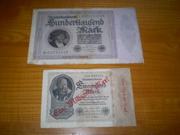 Allemagne Billet 1000 Mark Surchargé Eine Milliarde Mark 1922 & Billet 100000 Mark 1923 Recto Verso - Andere & Zonder Classificatie