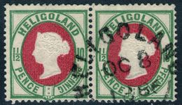 Heligoland OC 8 1886 Auf 1 1/2 Pence Mittelgrün/mittellilakarmin - Helgoland Nr. 14 B Im Paar - Kabinett - Helgoland