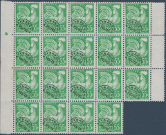 PREOBLITERES N__118 TYPES COQ GAULOIS, 55F. BLOC DE 19 TIMBRES NEUFS** 1959 - 1953-1960