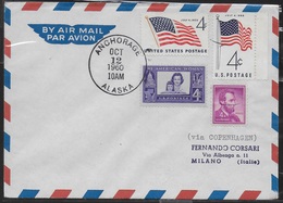 VOLO TRANSPOLARE ANCHORAGE(ALASKA) - MILANO VIA COPENHAGEN - 12.10.1960 - Airmail