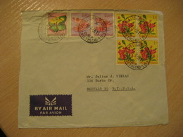 ELISABETHVILLE 1958 To USA 7 Stamp On Damaged Cover Belgish CONGO Kinshasa Belga Belgium - Brieven En Documenten