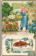 CPA 1er Avril Poisson D'avril Métier Jardinier Gaufrée - Erster April