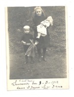 WAREMME 1912 Photo Carte ( RECOUPEE ) De 2 Enfants, Poupée, Doll (829) - Borgworm