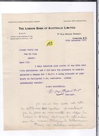 Un Courrier   Bank London  Of  Australia  Limited   Année 1910 - Ver. Königreich