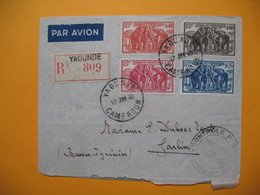 Lettre Du Cameroun Yaoundé  Recommandé Voyagé Par Avion Cachet Du Contrôle Postal De La Commission B Du Territoire 1940 - Briefe U. Dokumente